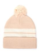 Topman Mens Pink Nude And Cream Stripe Bobble Beanie Hat
