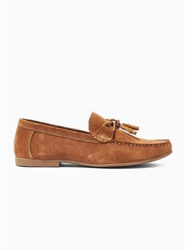 Topman Mens Brown Tan Suede Mason Loafers