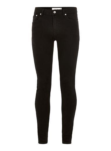Topman Mens Black Spray On Taping Jeans