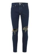 Topman Mens Blue Rinse Wash Skinny Ripped Jeans
