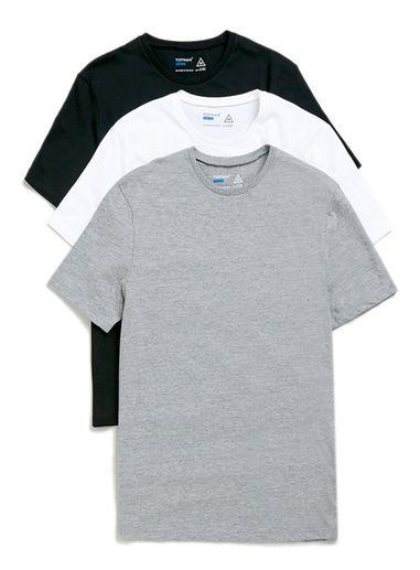 Topman Mens Black, White And Grey Crew Neck T-shirt Multipack*