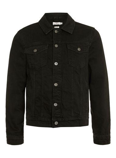 Topman Mens Washed Black Denim Western Jacket