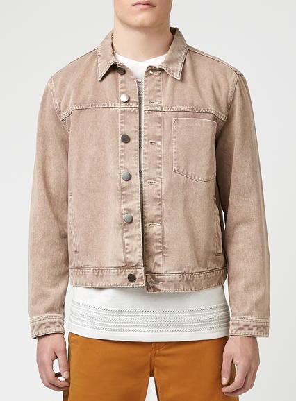 Topman Mens Blue Ltd Washed Stone Denim Trucker Jacket