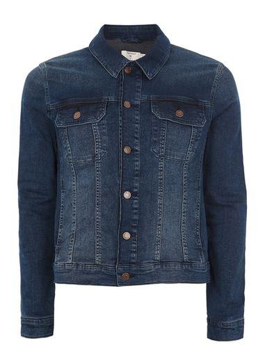 Topman Mens Blue Muscle Fit Denim Jacket