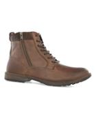 Topman Mens Brown Leather Zip Chukka Boots