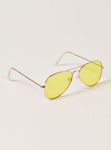 Topman Mens Yellow Hunter Aviator Sunglasses