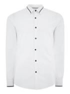 Topman Mens White Contrast Muscle Fit Long Sleeve Shirt
