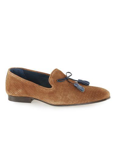 Topman Mens Brown Tan Capon Suede Loafers