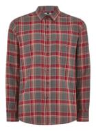 Topman Mens Multi Red And Gray Check Shirt