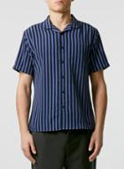 Topman Mens Blue Bold Stripe Short Sleeve Dress Shirt