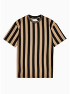 Topman Mens Brown And Black Stripe T-shirt