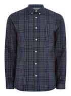 Topman Mens Selected Homme's Navy Check Long Sleeve Shirt