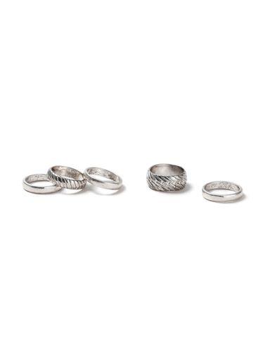 Topman Mens Silver Ring 5 Pack*