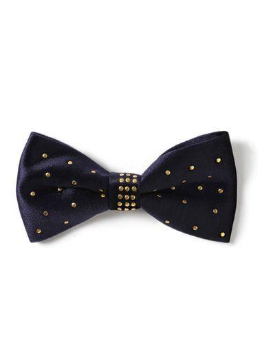 Topman Mens Blue Navy Velvet Studded Bow Tie*
