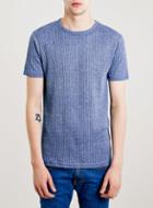 Topman Mens Blue Skinny Ribbed T-shirt