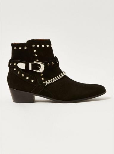 Topman Mens Black 'kane' Buckle Boots