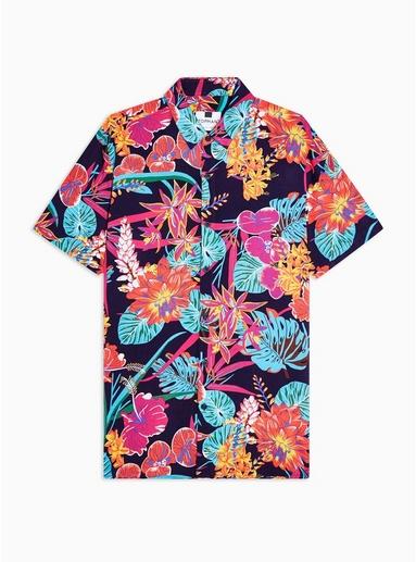 Topman Mens Multi Bright Floral Print Slim Shirt