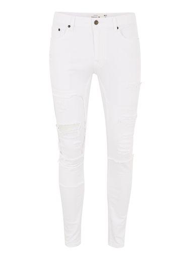 Topman Mens White Rip And Repair Spray On Jeans