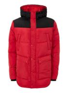 Topman Mens Black Red Cut And Sew Puffer Jacket
