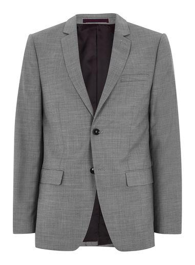 Topman Mens Mid Grey Gray Marl Slim Fit Suit Jacket