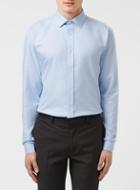 Topman Mens Sky Blue Diagonal Twill Long Sleeve Dress Shirt