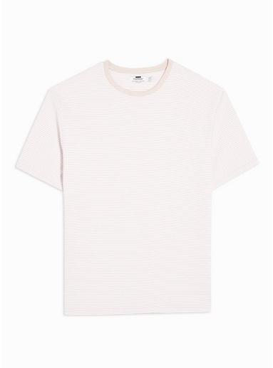 Topman Mens Pink And White Ottoman Stripe T-shirt