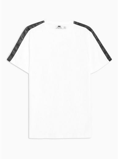 Topman Mens White And Black Wash Taped T-shirt