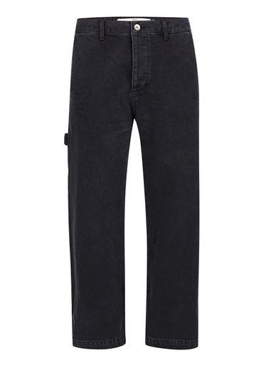 Topman Mens Grey Gray Canvas Wide Leg Pants