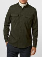 Topman Mens Green Khaki Long Sleeve Crepe Military Smart Shirt