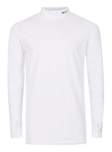 Topman Mens Nicce White Roll Neck Long Sleeve T-shirt