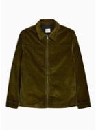 Topman Mens Green Selected Homme Khaki Corduroy Organic Cotton Jacket