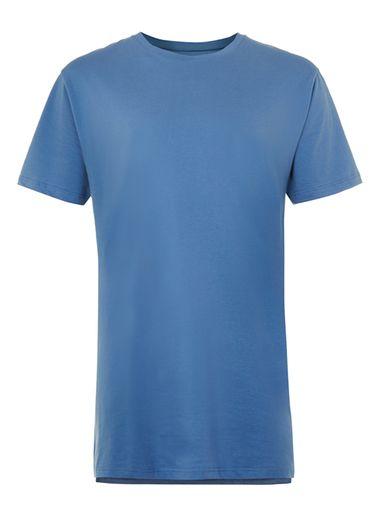 Topman Mens Blue Step Hem Longline T-shirt