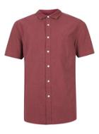 Topman Mens Berry Crepe Textured Short Sleeve Casual Shirt