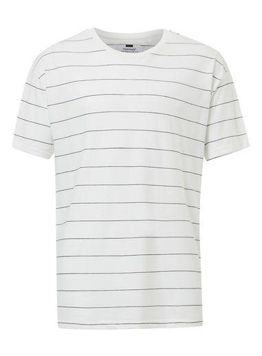Topman Mens Multi White And Black Fine Stripe Oversized T-shirt