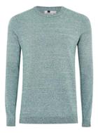 Topman Mens Blue Teal And Ecru Side Ribbed Sweater