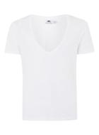 Topman Mens White Low V-neck T-shirt