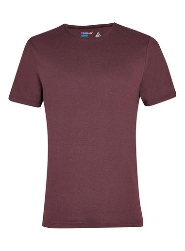 Topman Mens Red Burgundy Slim Fit Crew Neck T-shirt