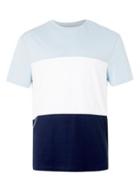 Topman Mens Blue, White And Navy Panel T-shirt