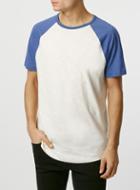 Topman Mens Cream Ecru And Blue Slub Raglan T-shirt