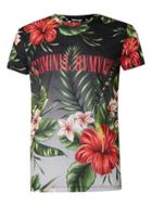 Topman Mens Grey Criminal Damage Black And Multicloured Tropical Print T-shirt*