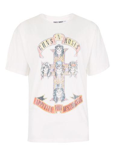 Topman Mens White Oversized Fit Guns N Roses T-shirt