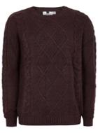Topman Mens Red Burgundy Cable Knit Sweater