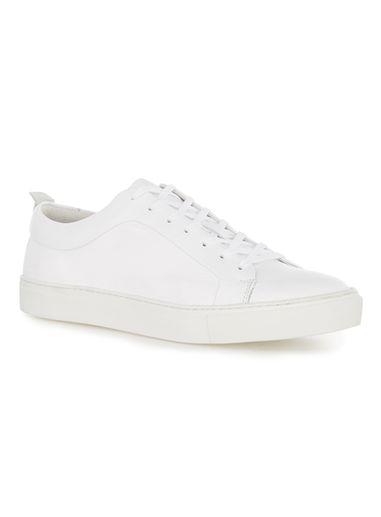 Topman Mens White Leather Premium Sneakers
