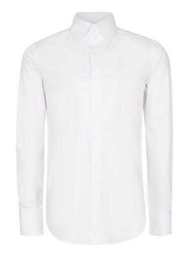 Topman Mens White Egyptian Cotton Triple Button Collar Shirt
