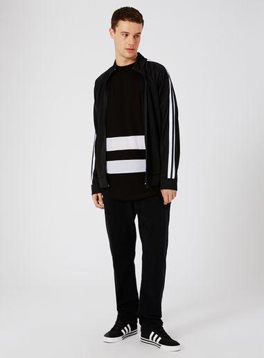 Topman Mens Black Mesh Panel Longline T-shirt