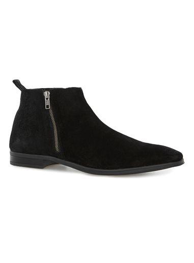 Topman Mens Black Callay Suede Zip Boots