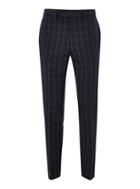 Topman Mens Blue Navy And Brown Check Muscle Fit Suit Pants
