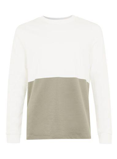 Topman Mens Cream Off White And Khaki Fixed Hem Sweatshirt