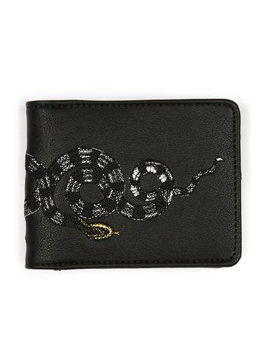 Topman Mens Black Snake Embossed Bifold Wallet