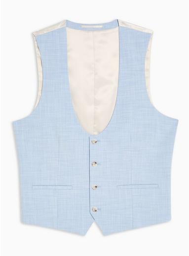 Topman Mens Blue Waistcoat